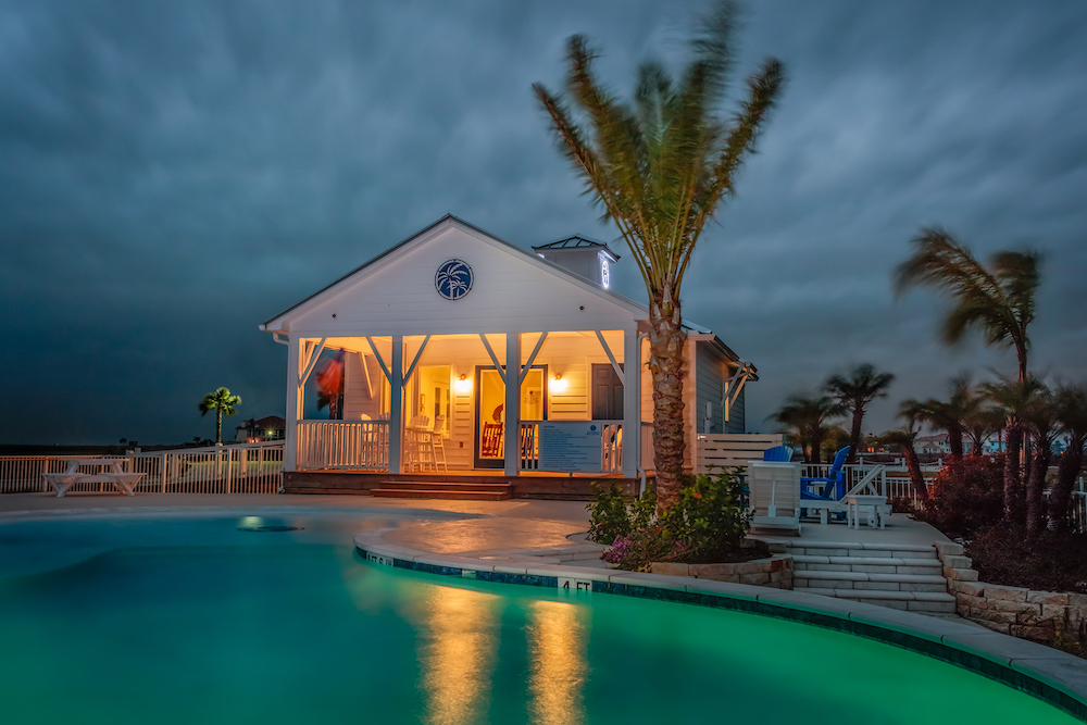 pool at dusk