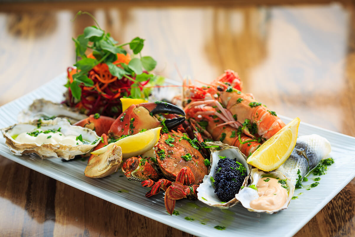Seafood at a coastal restaurant in Rockport TX